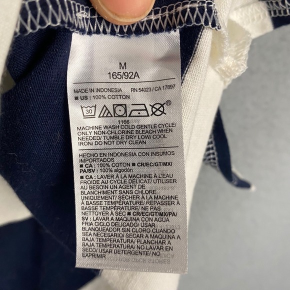 Old Navy Rugby Polo Shirt Womens Medium Navy Blue White Striped Oversized Cotton - Picture 4 of 6